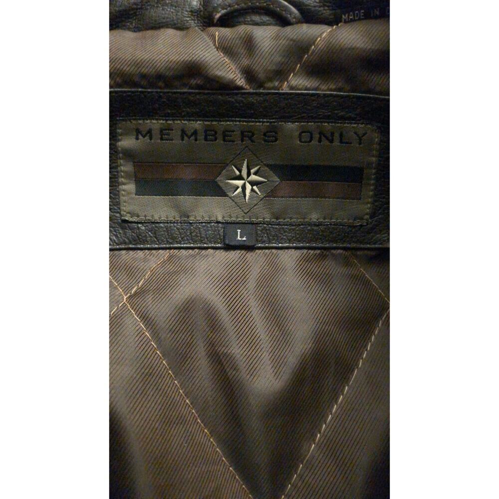Vintage Mens Dark Brown Genuine Leather Bomber Jacket Members Only Large, Zip Up - Picture 5 of 10